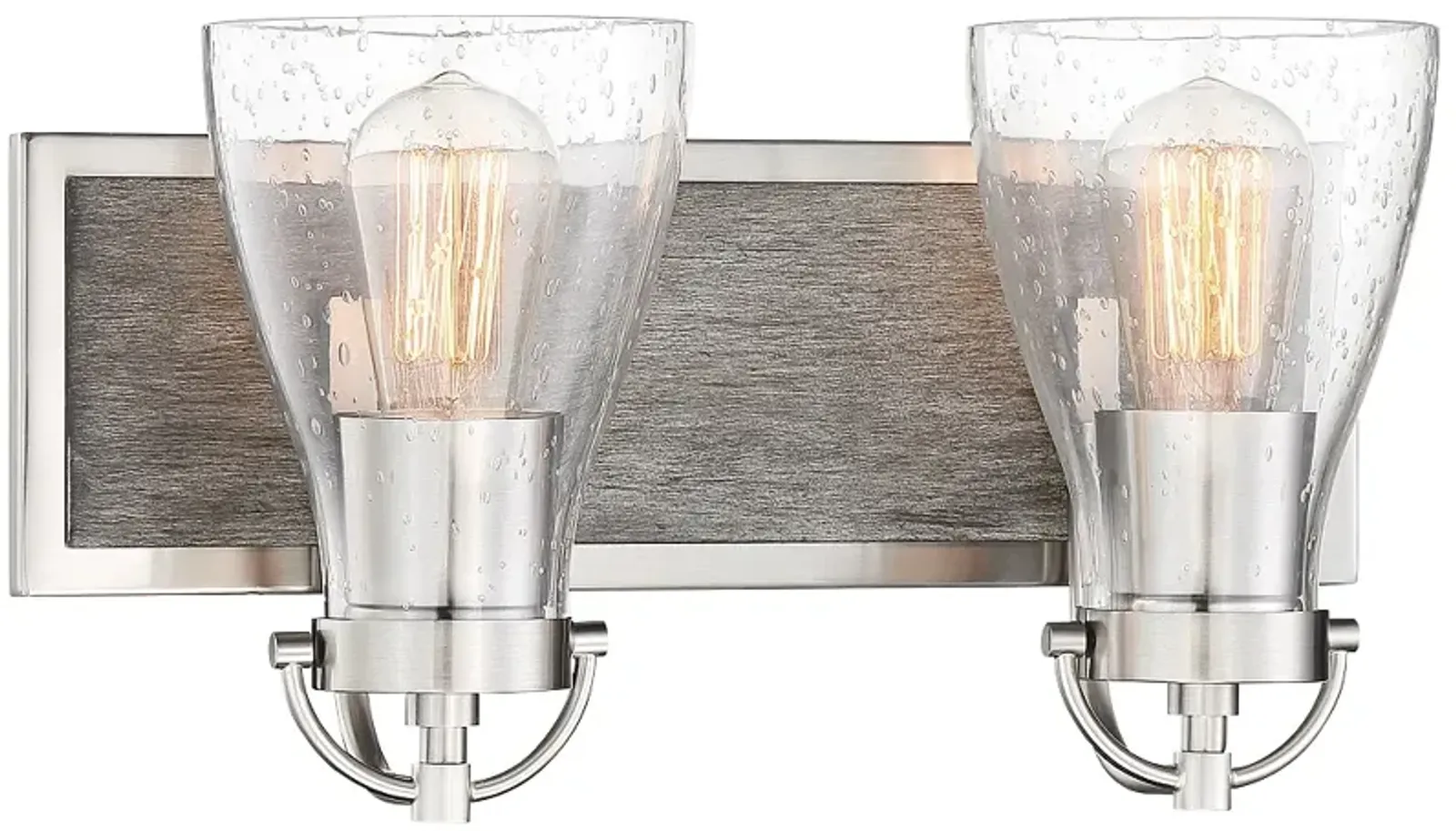 Garrison 8 1/2"H Brushed Nickel and Wood 2-Light Bath Wall Sconce