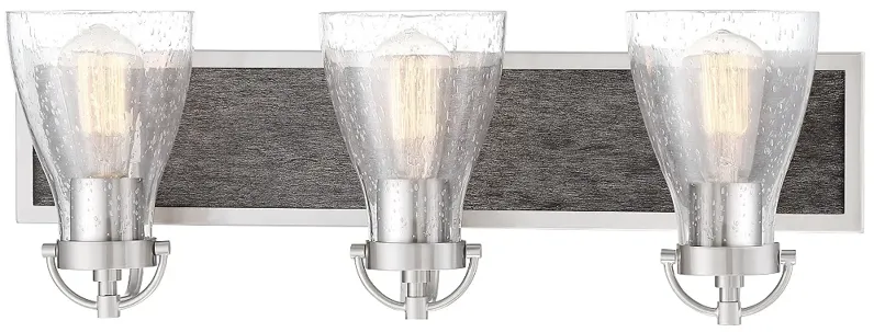 Garrison 24" Wide Brushed Nickel and Wood 3-Light Bath Light