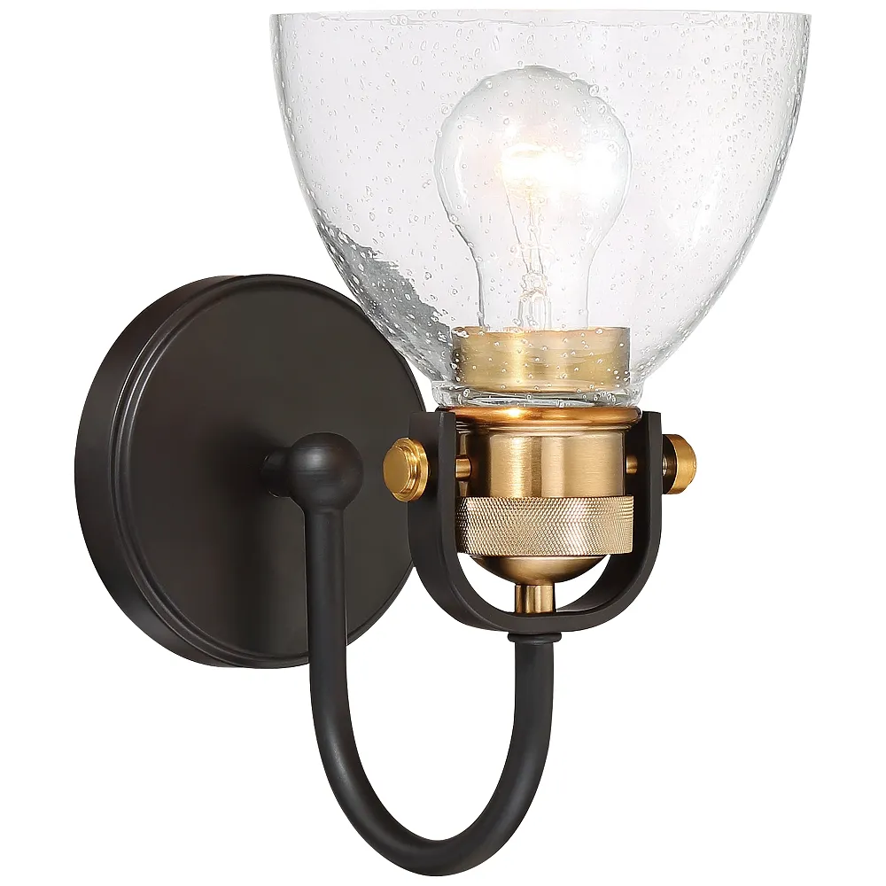 Monico 10 1/2" High Bronze and Brass Wall Sconce
