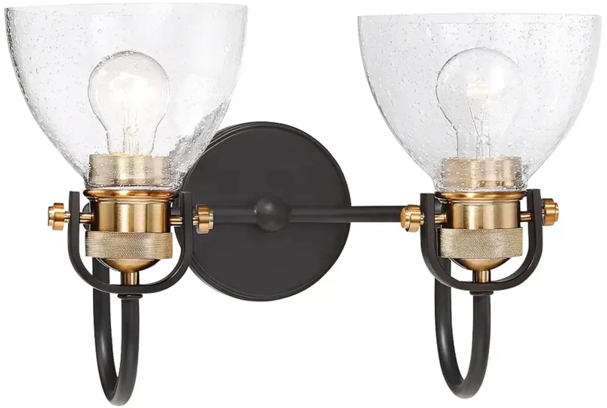 Monico 10 1/2" High Bronze and Brass 2-Light Wall Sconce