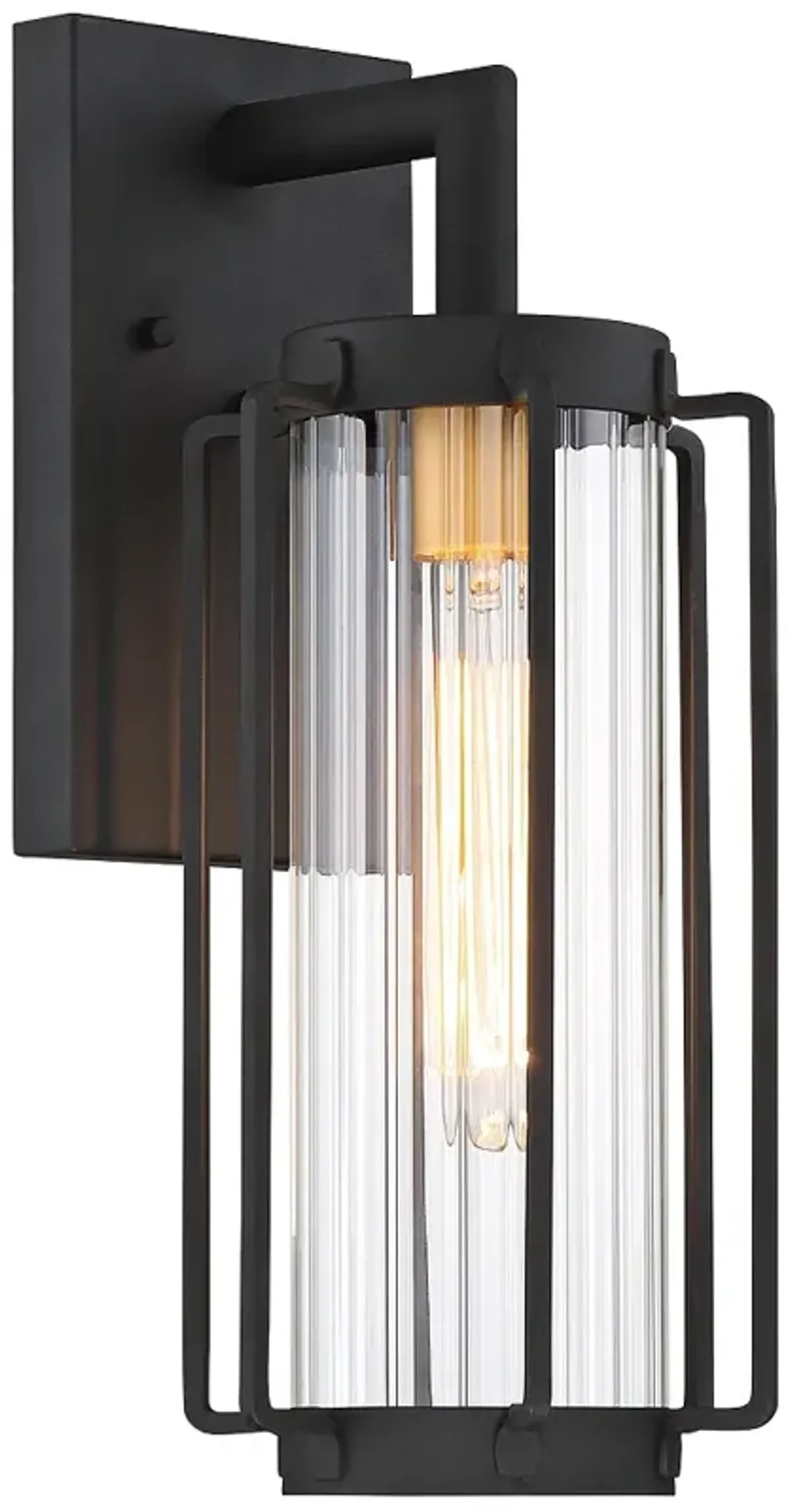 Minka Lavery Avonlea 16" Sand Black Clear Ribbed Glass Outdoor Light
