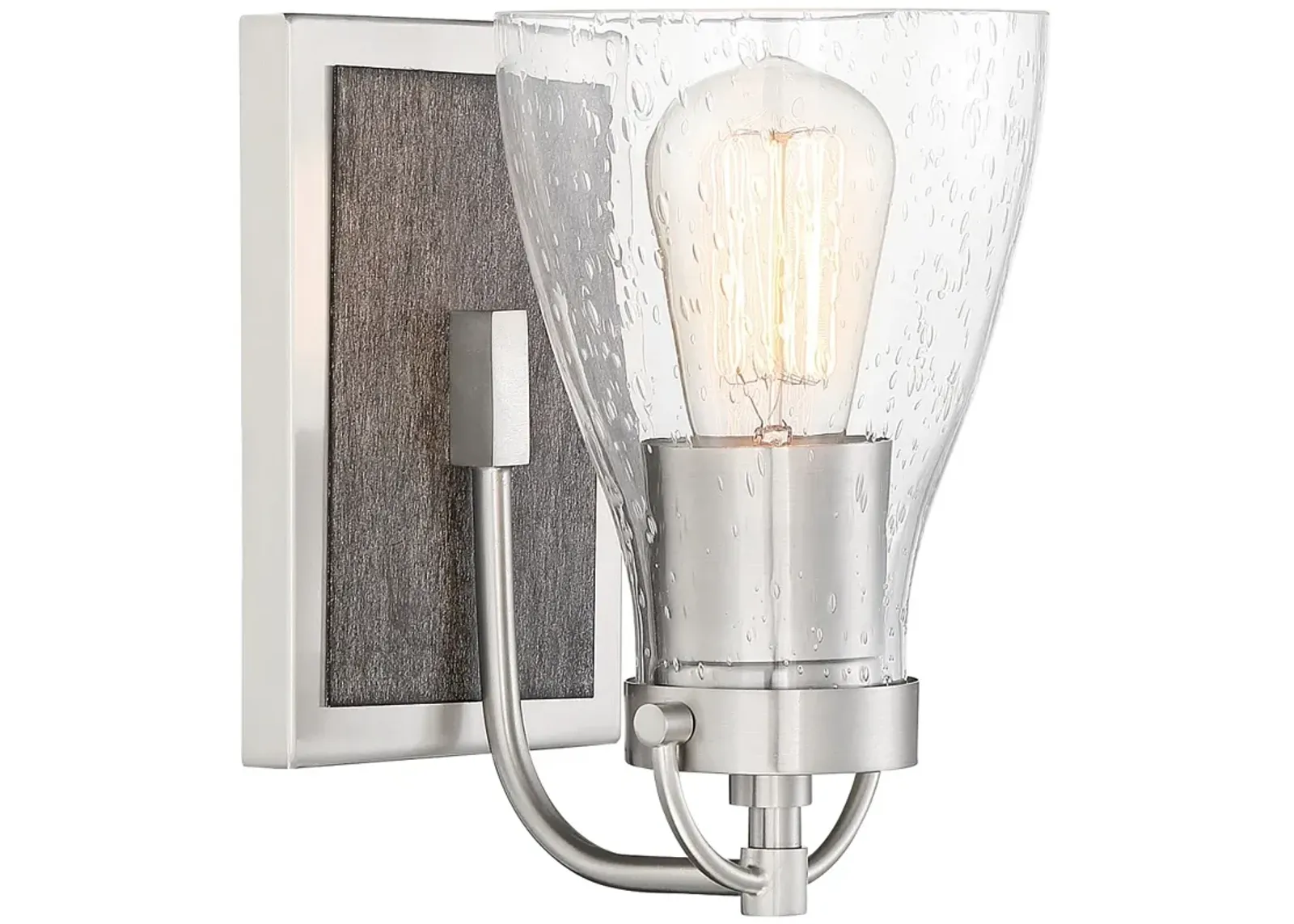 Garrison 8 1/2" High Brushed Nickel and Wood Wall Sconce