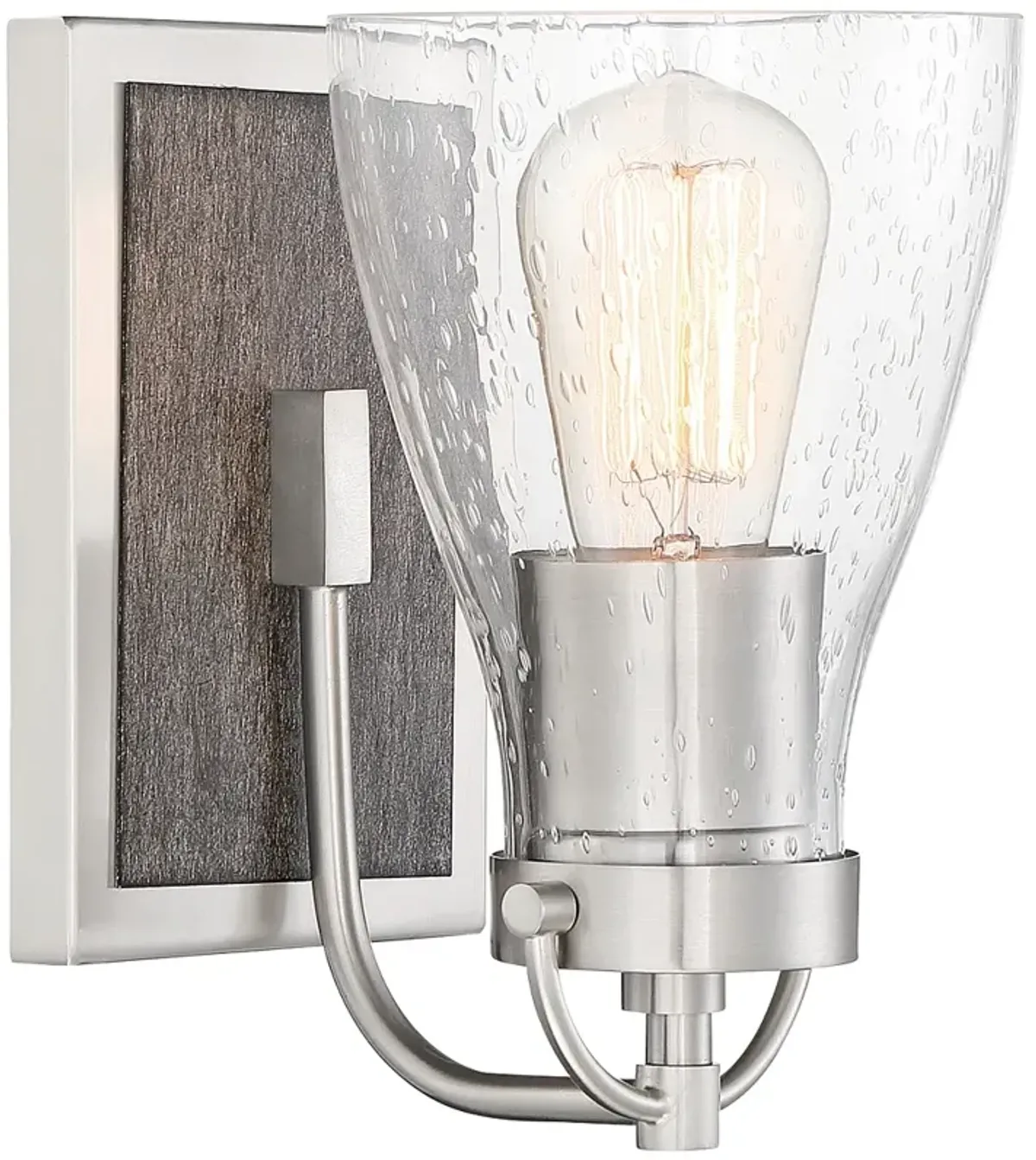 Garrison 8 1/2" High Brushed Nickel and Wood Wall Sconce