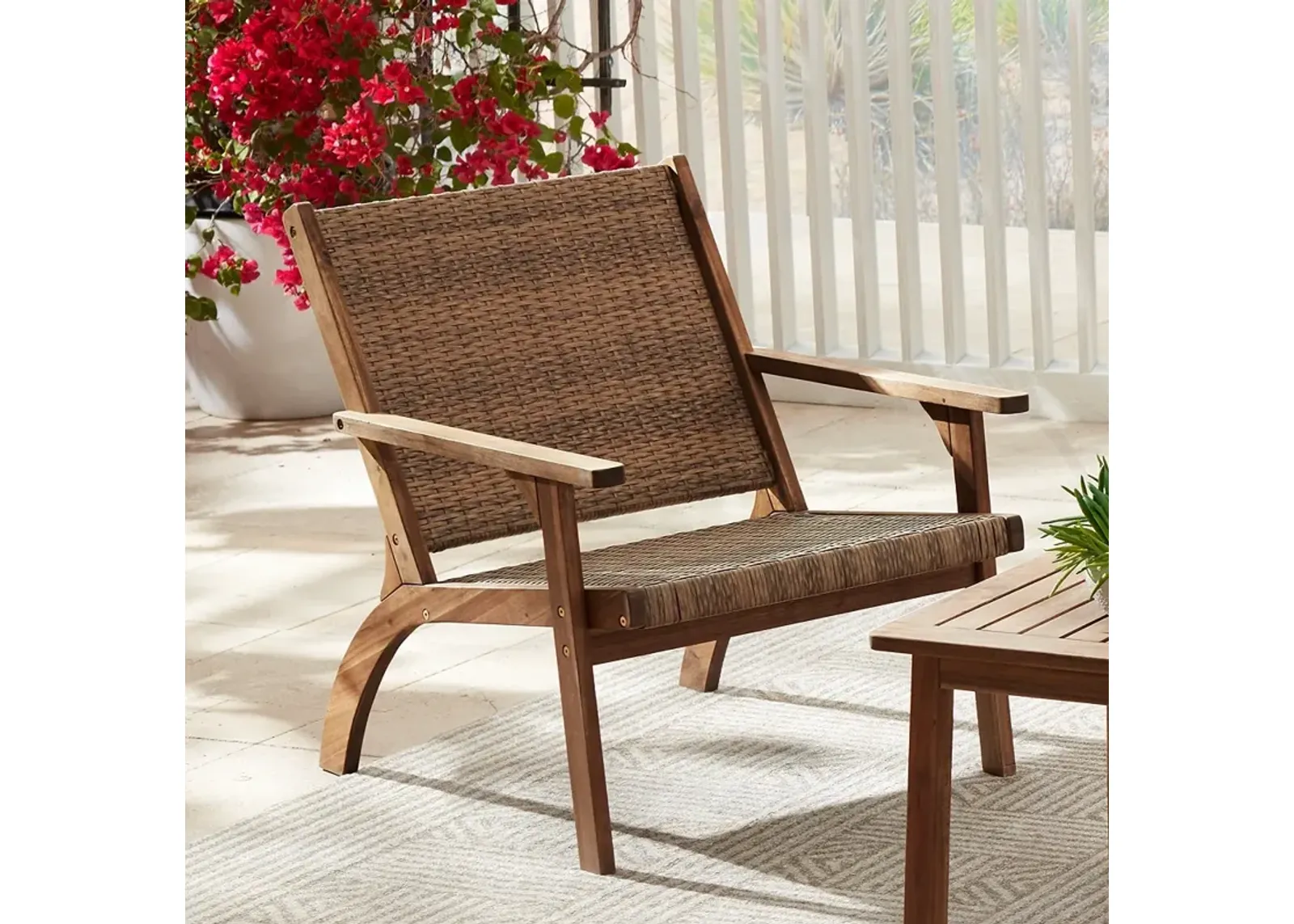 Perry 27 3/4" Wide Natural Wood Outdoor Armchair