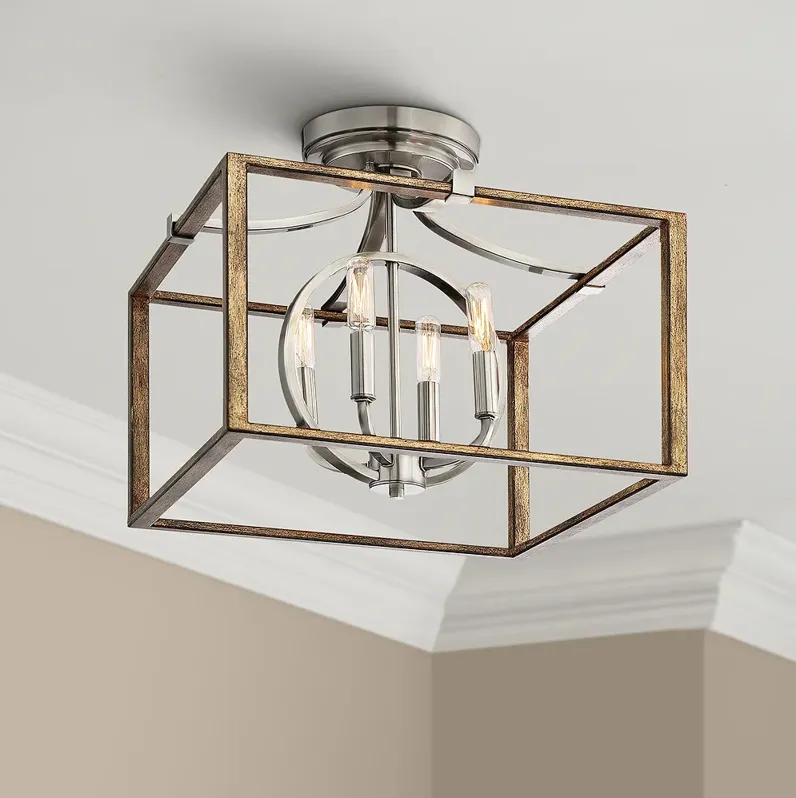 Country Estates 16 1/2"W Faded Wood 4-Light Ceiling Light