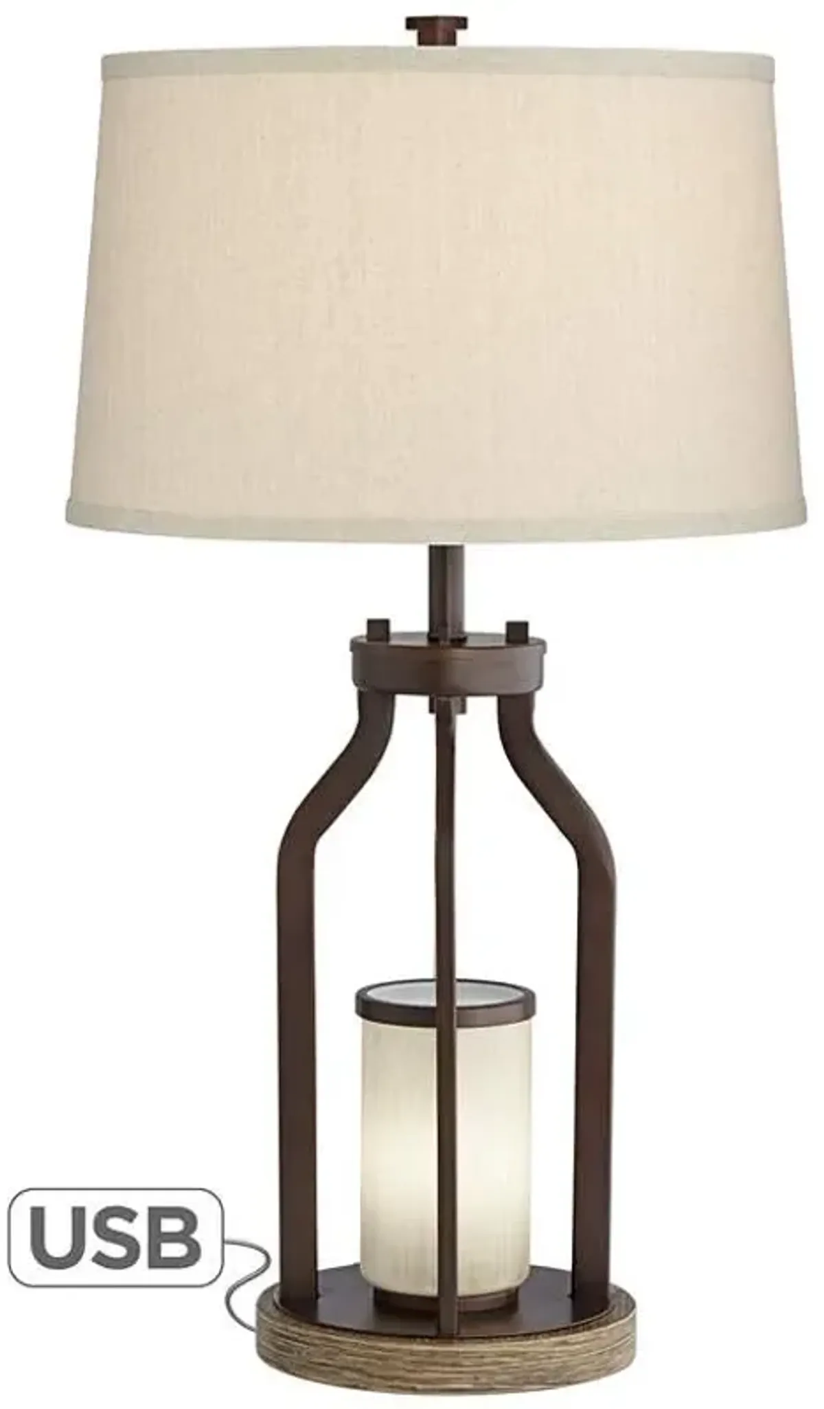 Franklin Iron Works Will Bronze Table Lamp with USB and LED Night Light