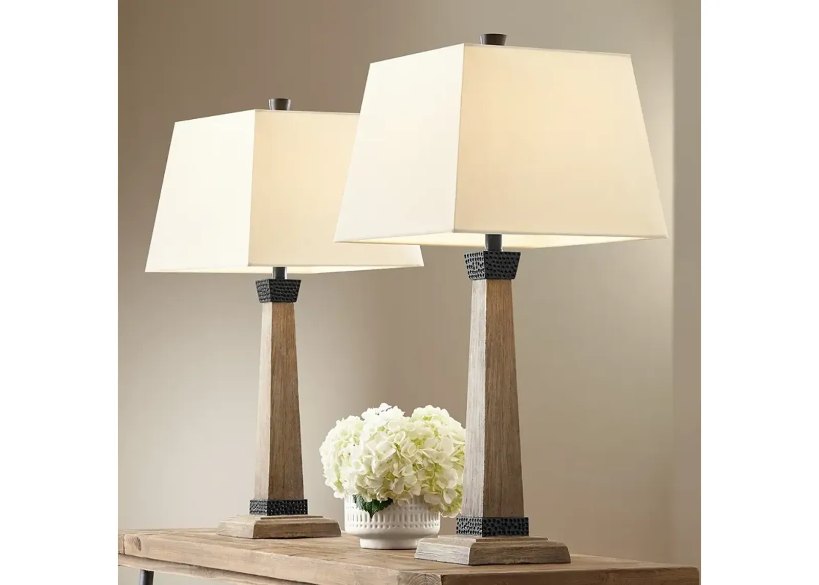 John Timberland Buchan 29 1/2" Wood Pedestal Table Lamps Set of 2