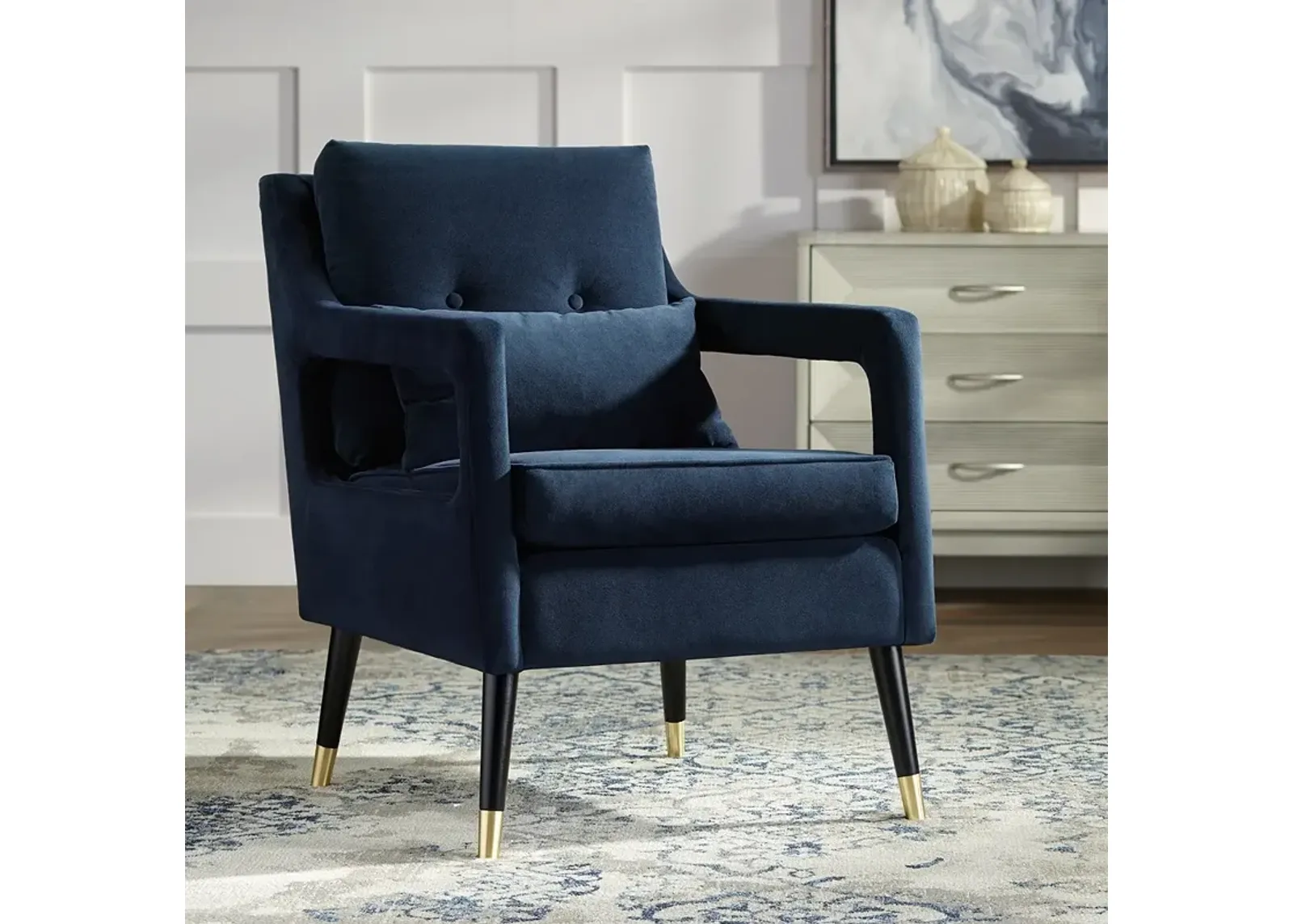 Tilman Blue Fabric Tufted Accent Chair