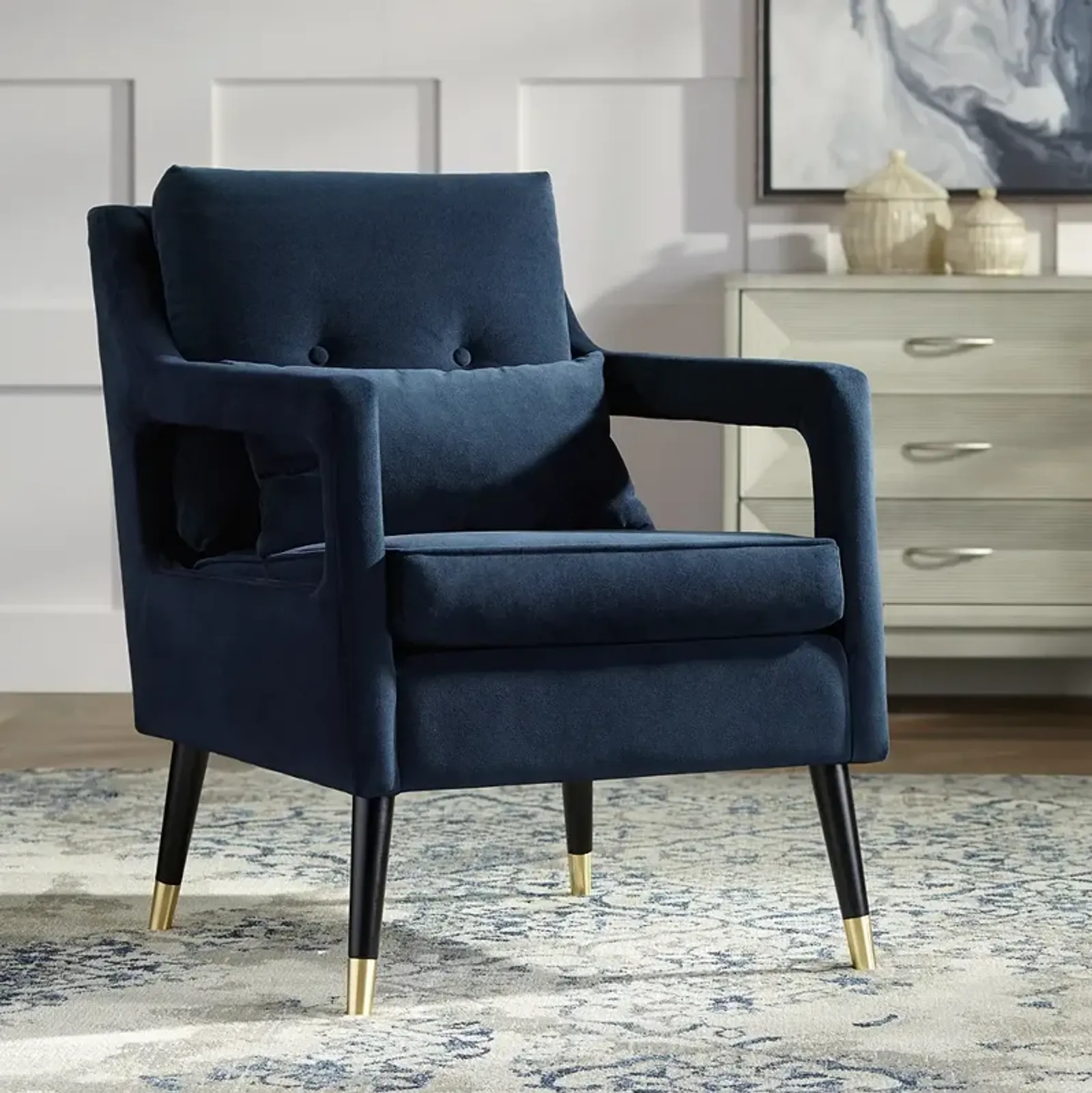 Tilman Blue Fabric Tufted Accent Chair