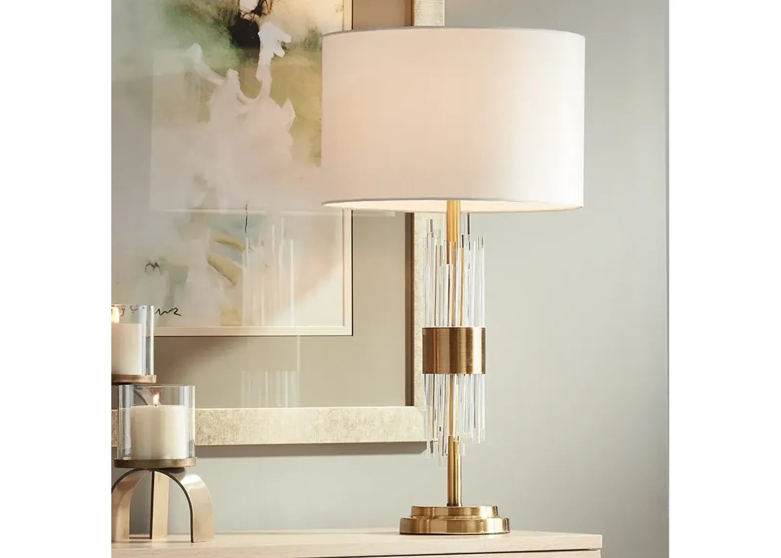 Possini Euro Aloise 27 1/2" Modern Brass and Glass Table Lamp