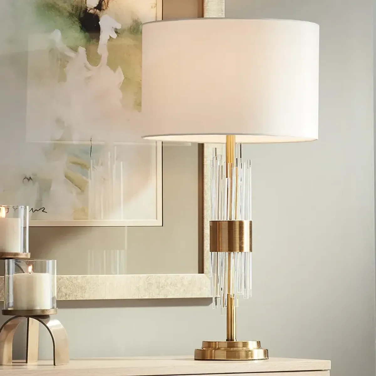 Possini Euro Aloise 27 1/2" Modern Brass and Glass Table Lamp