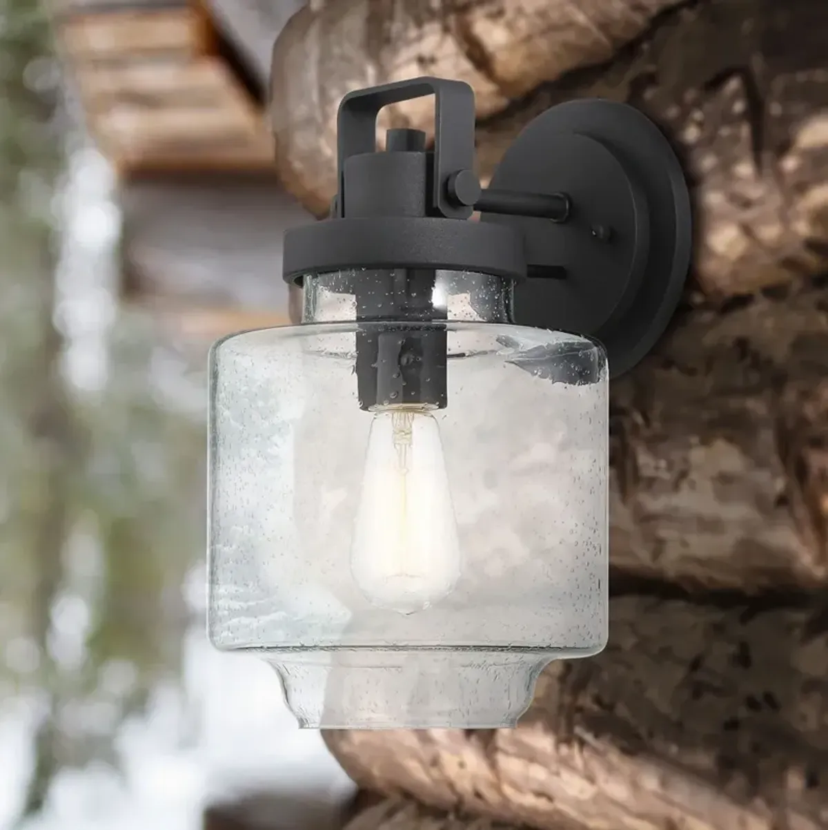 Minka Rosecrans 8" Wide 1-Light Sand Coal Outdoor Wall Light