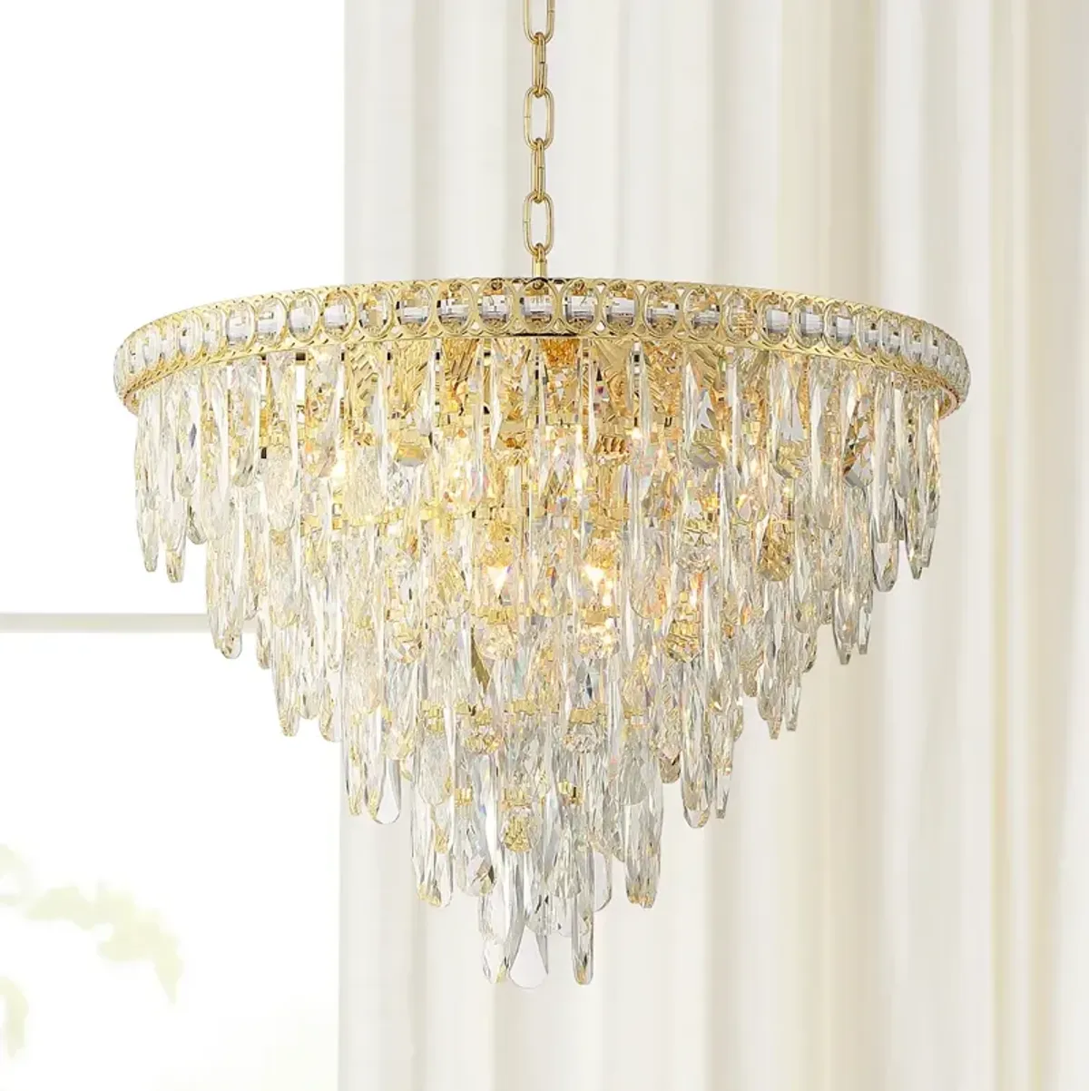 Vienna Full Spectrum Trenta 23 1/2" Gold and Crystal Pendant Light