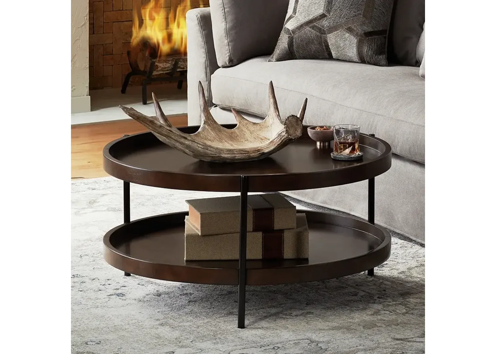 Taos Brown Wood Round Coffee Table