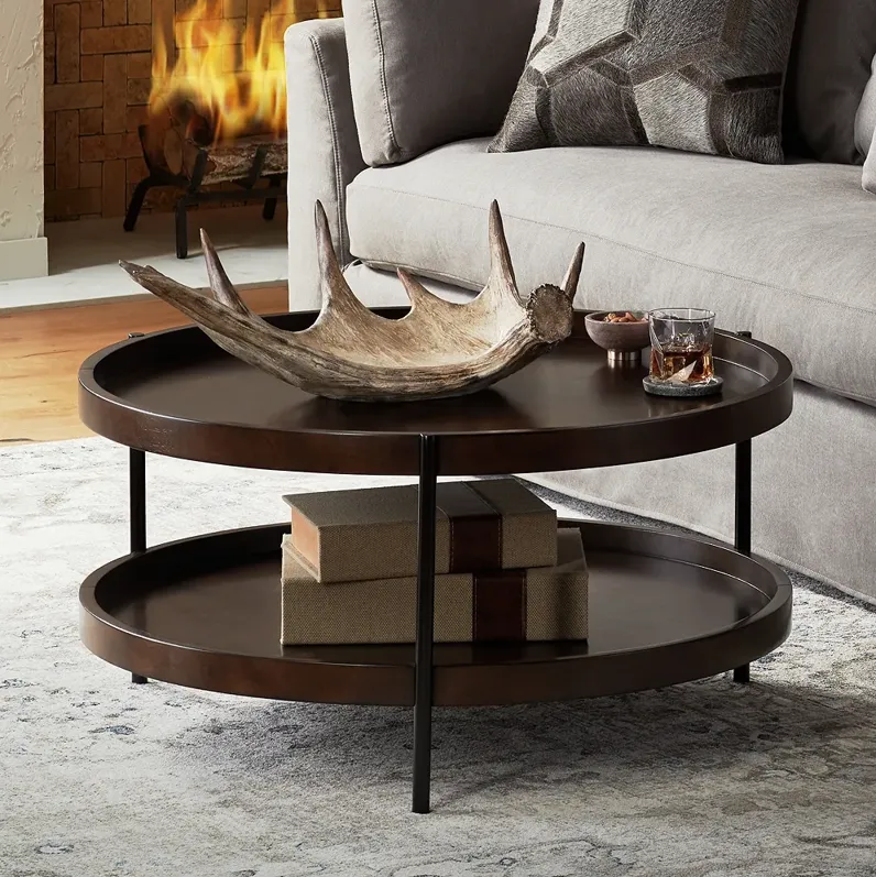 Taos Brown Wood Round Coffee Table