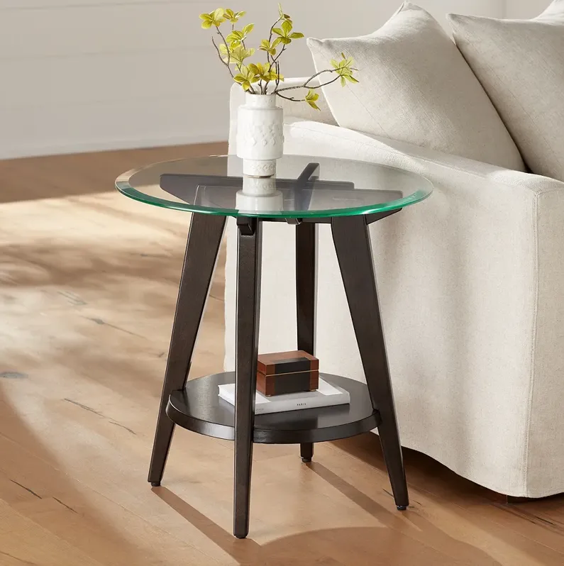 Milton 24" Wide Dark Brown Round Accent Table