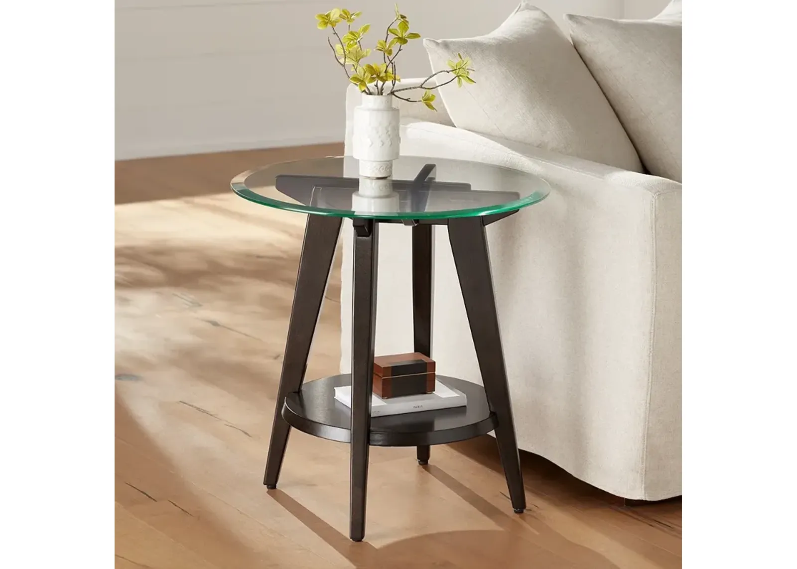 Milton 24" Wide Dark Brown Round Accent Table