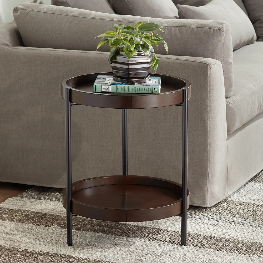 Taos 20 1/4" Wide Round Walnut Accent Table