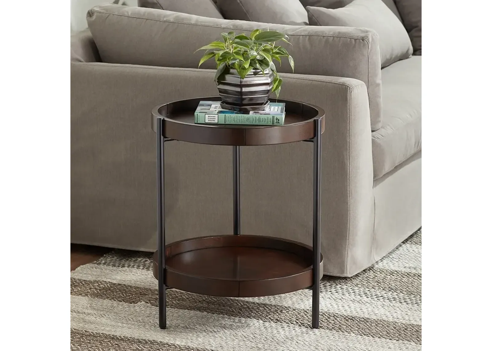 Taos 20 1/4" Wide Round Walnut Accent Table