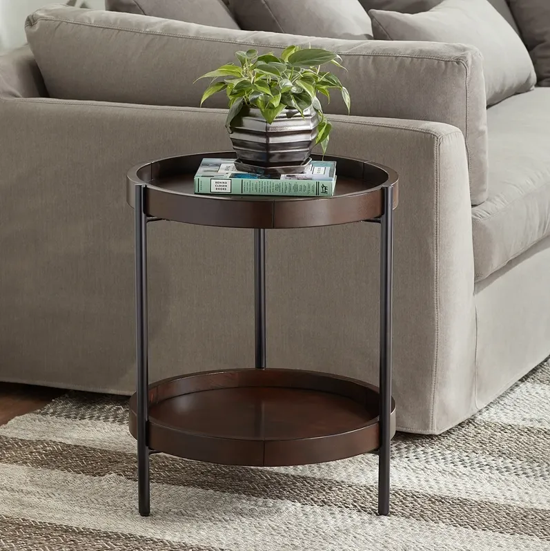 Taos 20 1/4" Wide Round Walnut Accent Table