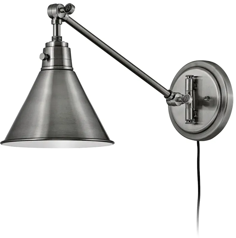 Hinkley Arti Polished Antique Nickel Hardwire Wall Lamp