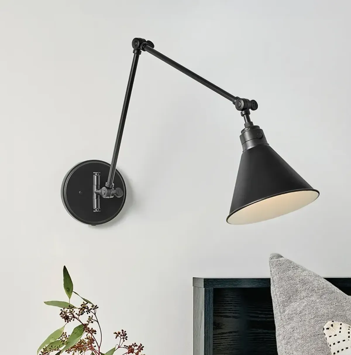 Hinkley Arti Black Joint Arm Hardwire Wall Lamp
