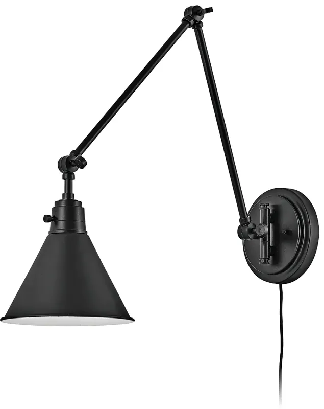 Hinkley Arti Black Joint Arm Hardwire Wall Lamp