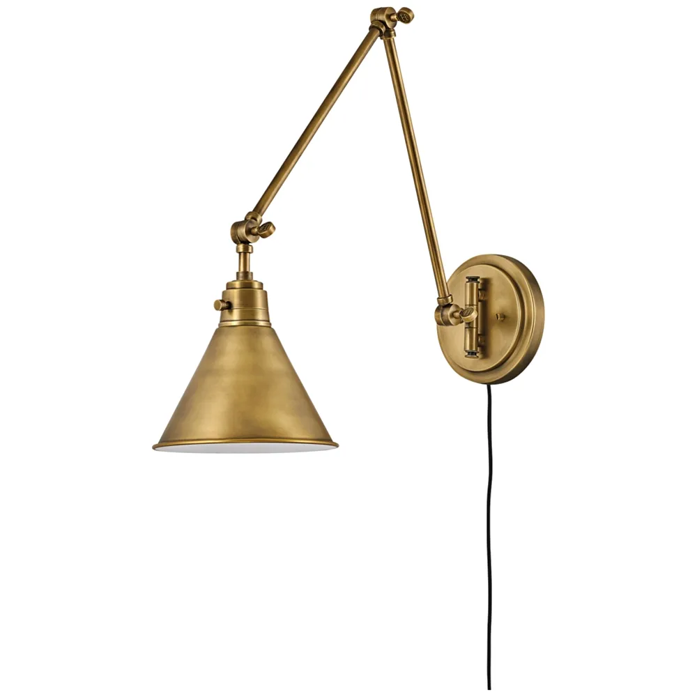 Hinkley Arti 18 1/4" Heritage Brass Adjustable ArmPlug-In Wall Lamp