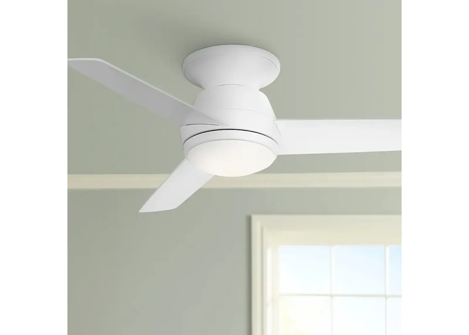 44" Marbella Breeze White Modern LED Hugger Ceiling Fan with Remote