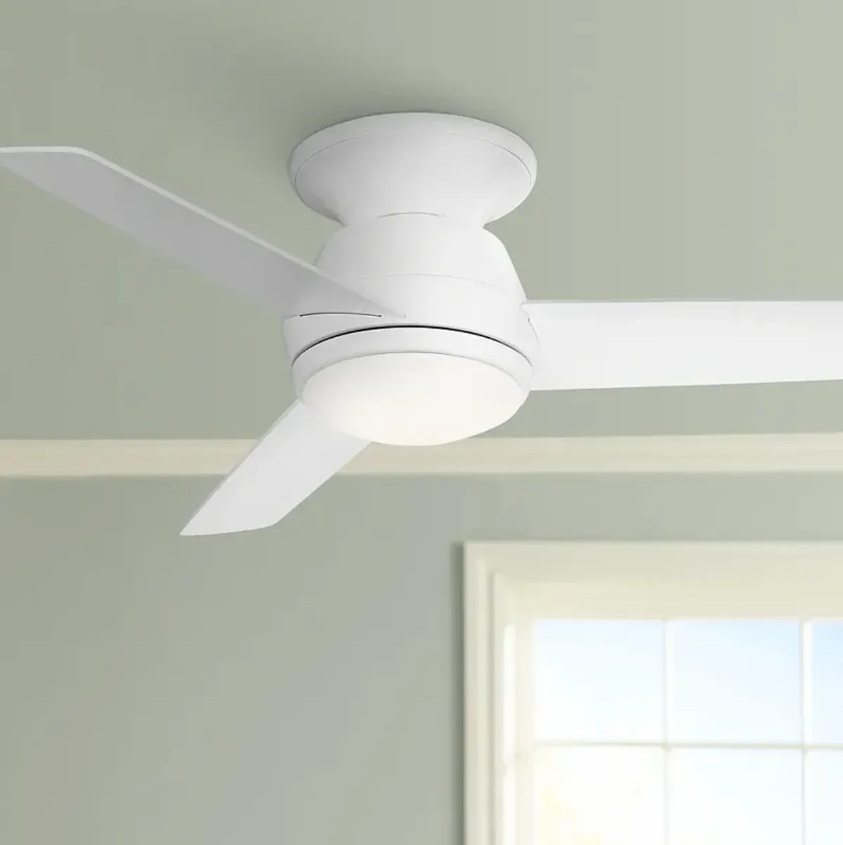 44" Marbella Breeze White Modern LED Hugger Ceiling Fan with Remote