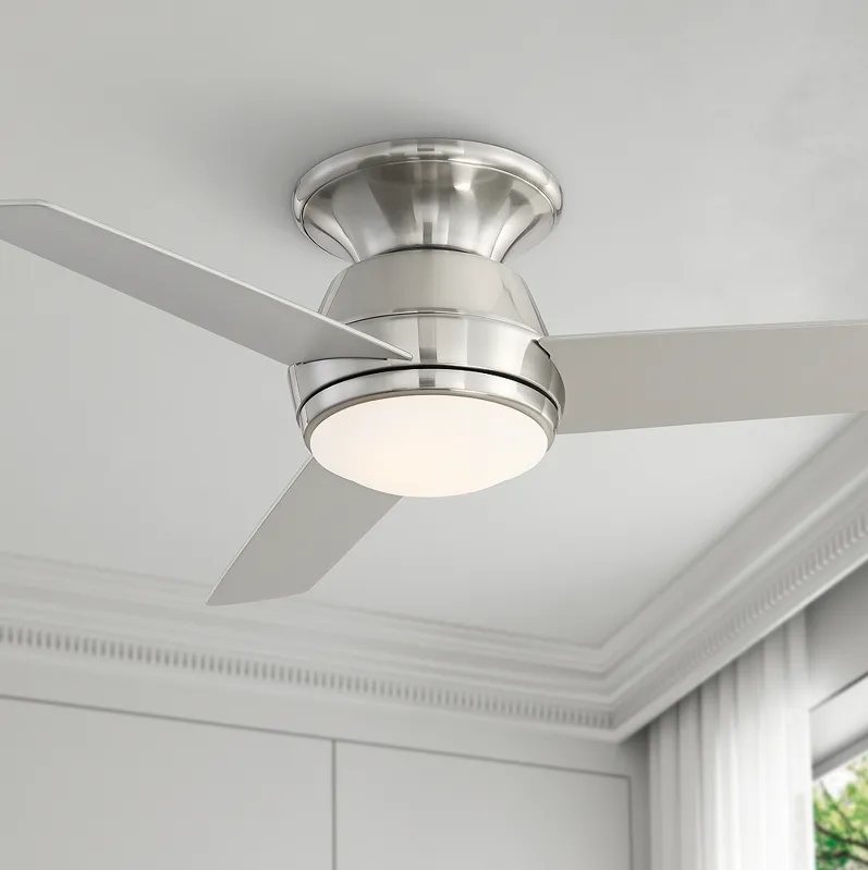 44" Marbella Breeze Brushed Nickel LED Hugger Ceiling Fan with Remote