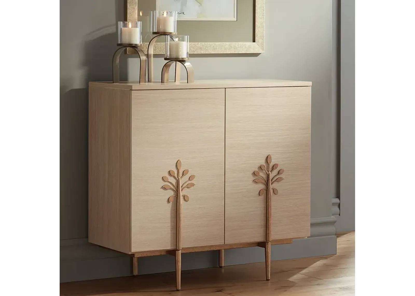 Astoria 2-Door Modern Cabinet with Bronze Flower Door Pulls