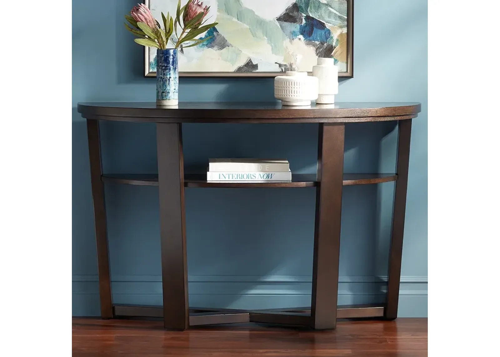 Conrad Dark Brown Demilune Console Table