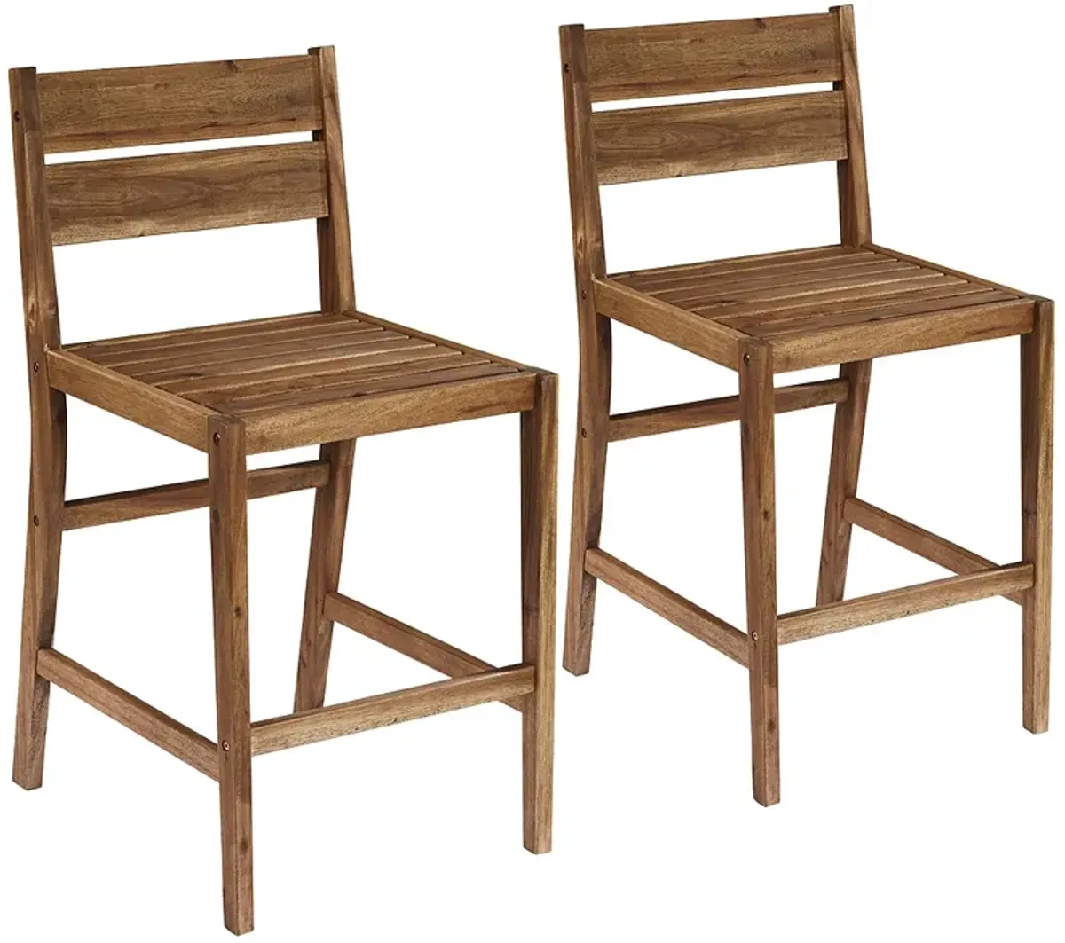 Nova 24" Natural Wood Outdoor Counter Stools Set of 2