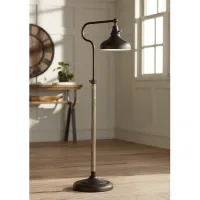 Franklin Iron Works Industrial Bronze Adjustable Downbridge Floor Lamp