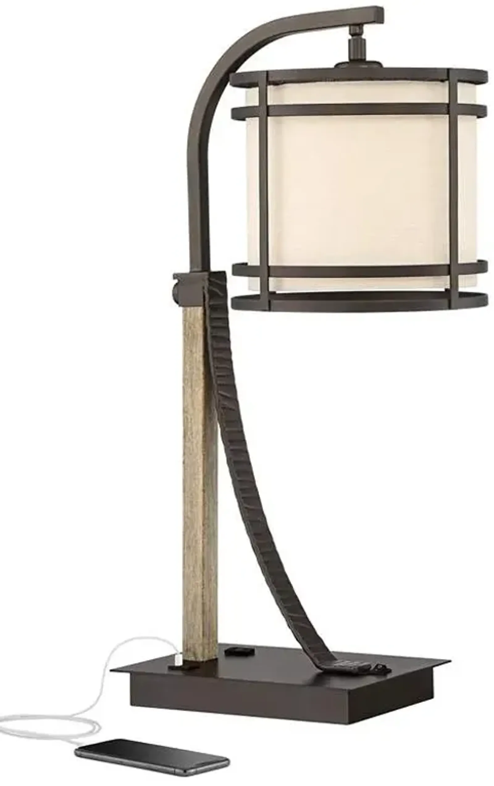 Franklin Iron Works Gentry 25" Bronze Mission Outlet and USB Desk Lamp