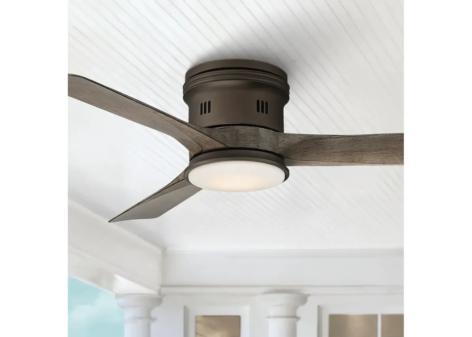 54" Casa Salerno Bronze Damp LED Hugger Fan with Remote Control