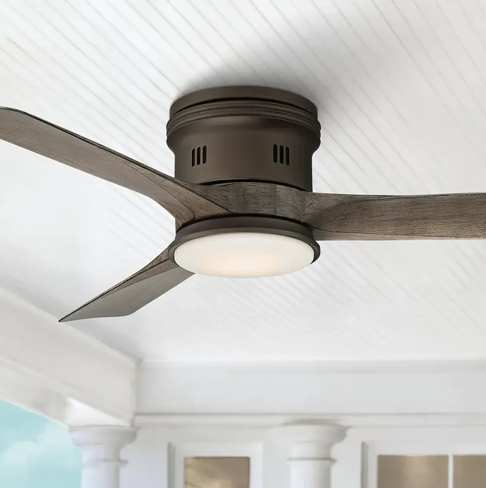 54" Casa Salerno Bronze Damp LED Hugger Fan with Remote Control