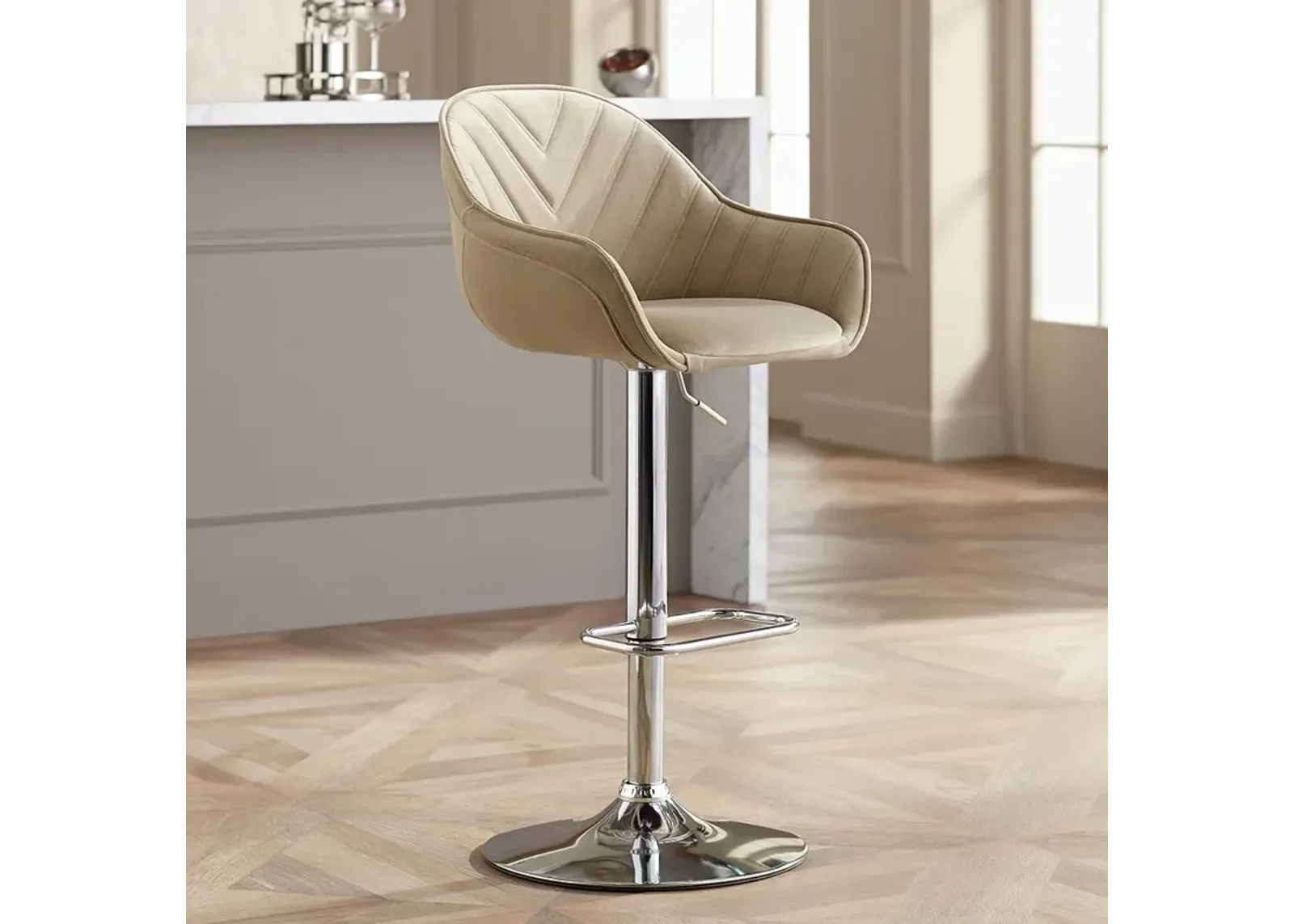 Alta Beige Tufted Adjustable Barstool