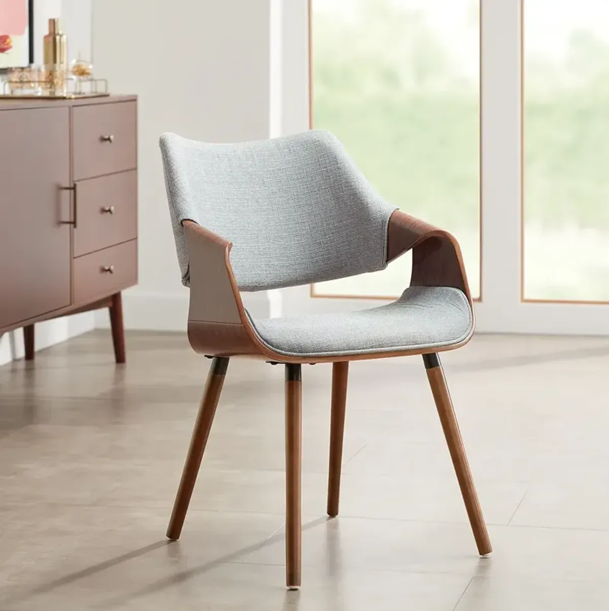 Westin Gray Fabric and Beech Wood Dining Chair