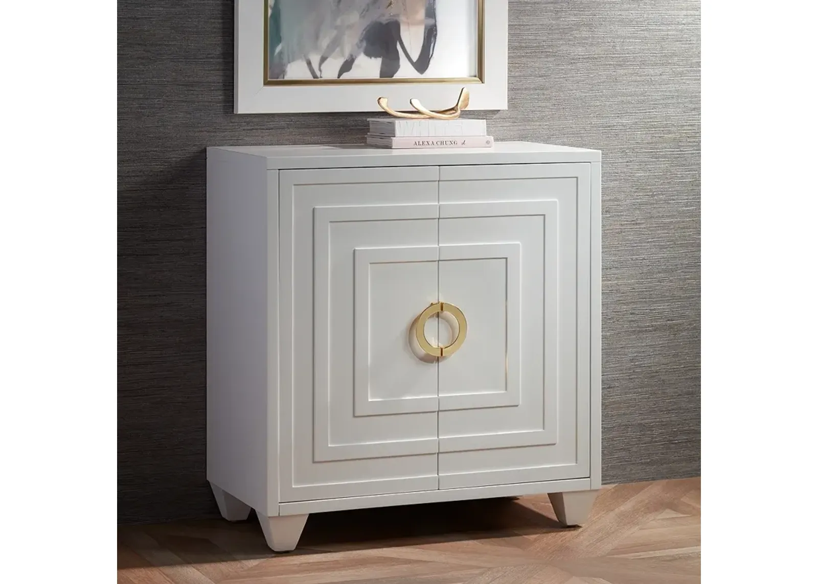 55 Downing Street Bertolli 30" Wide White Modern Luxe Accent Cabinet