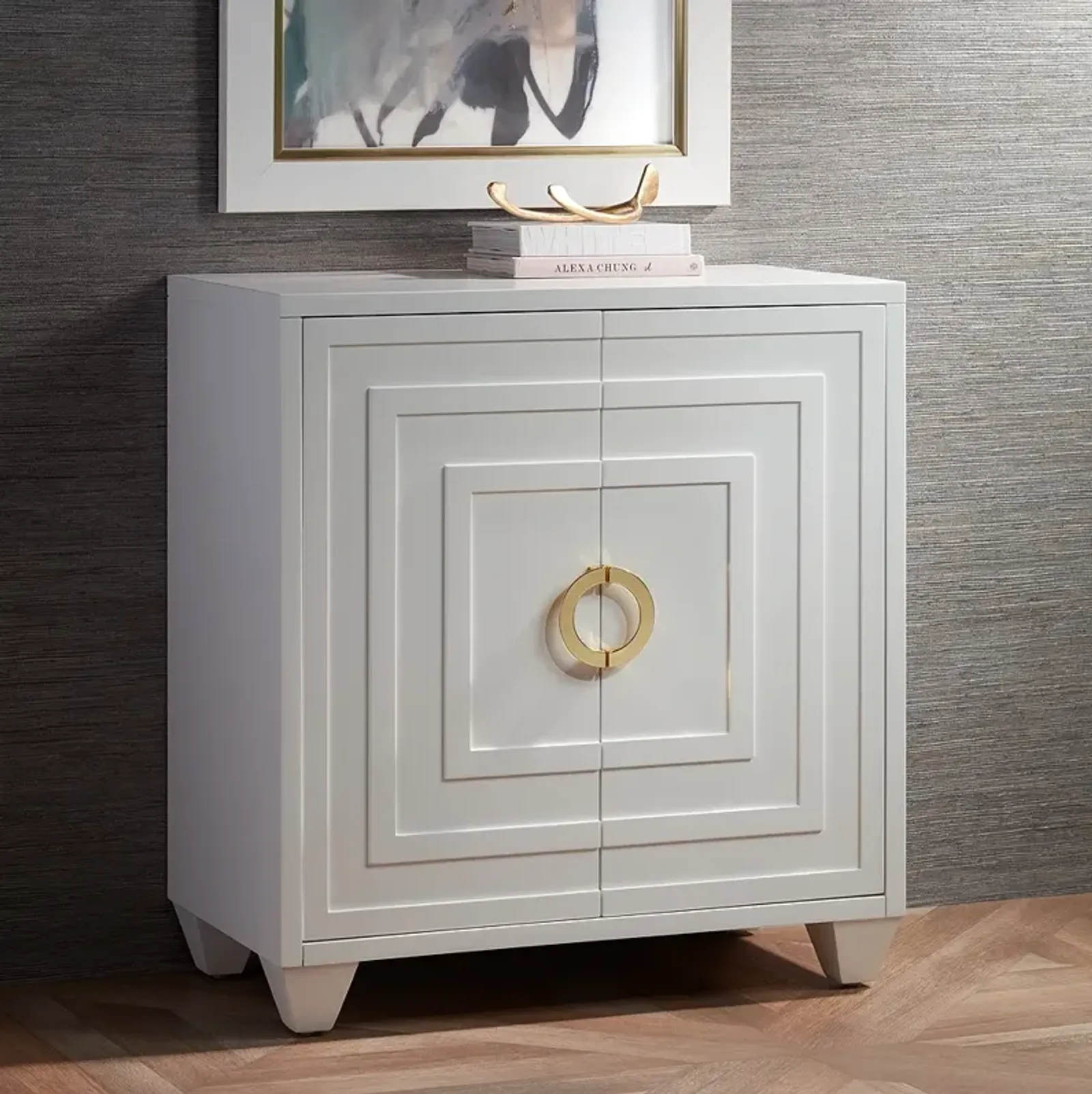 55 Downing Street Bertolli 30" Wide White Modern Luxe Accent Cabinet