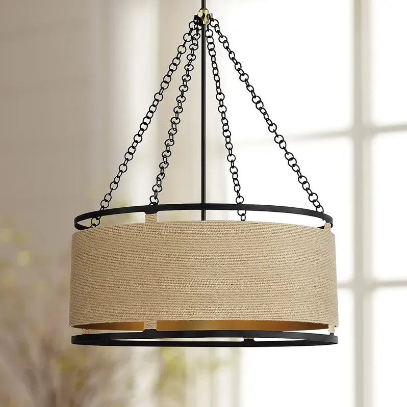 Windward Passage 26 1/2" Soft Brass And Coal 6-Light Pendant Light