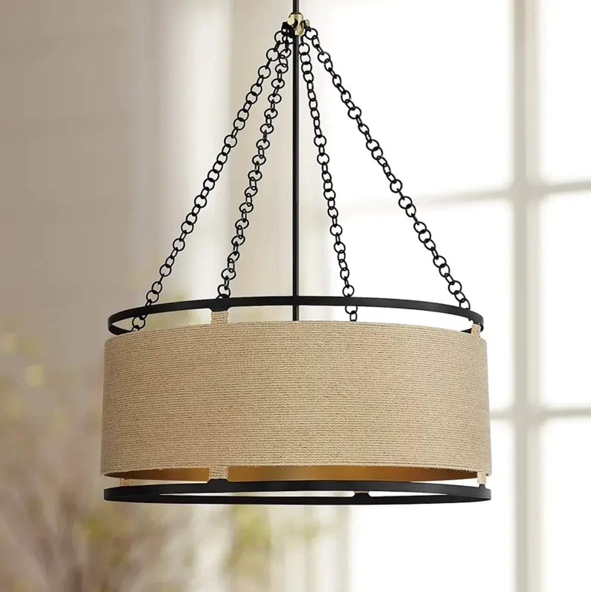 Windward Passage 26 1/2" Soft Brass And Coal 6-Light Pendant Light