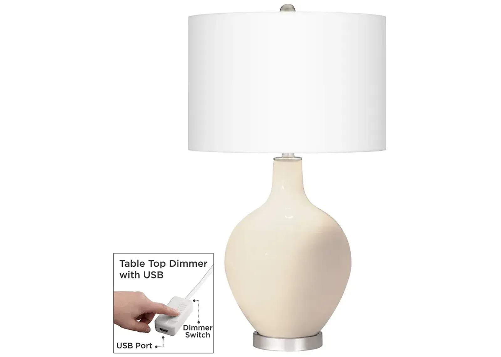 Steamed Milk Ovo Table Lamp With Dimmer