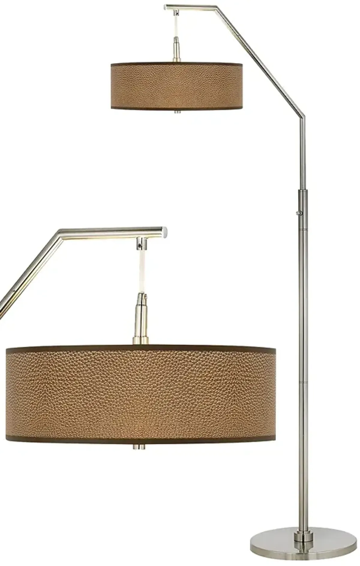 Simulated Leatherette Giclee Shade Arc Floor Lamp