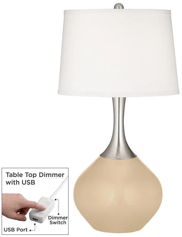 Colonial Tan Spencer Table Lamp with Dimmer