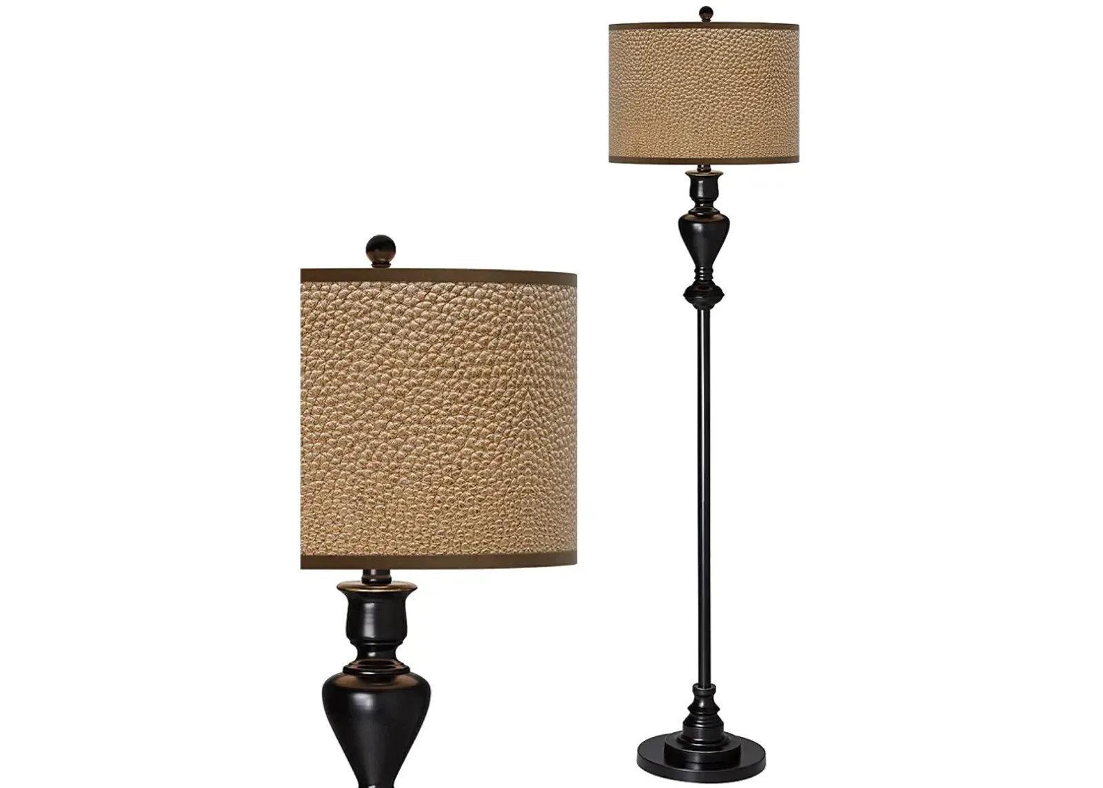 Simulated Leatherette Giclee Glow Black Bronze Floor Lamp