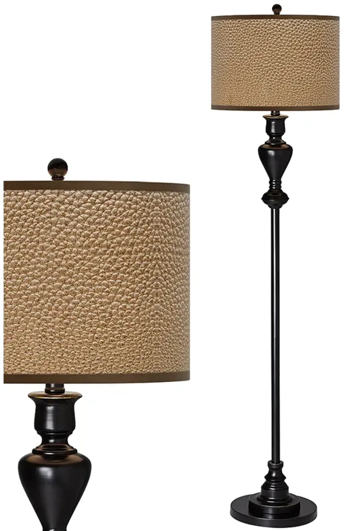 Simulated Leatherette Giclee Glow Black Bronze Floor Lamp