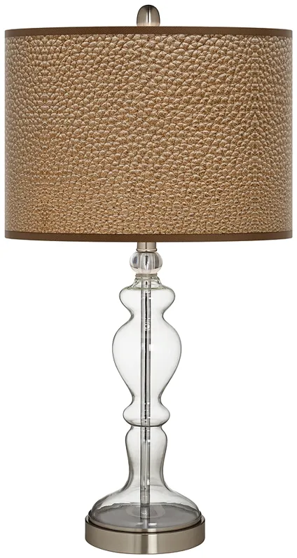 Simulated Leatherette Giclee Apothecary Clear Glass Table Lamp